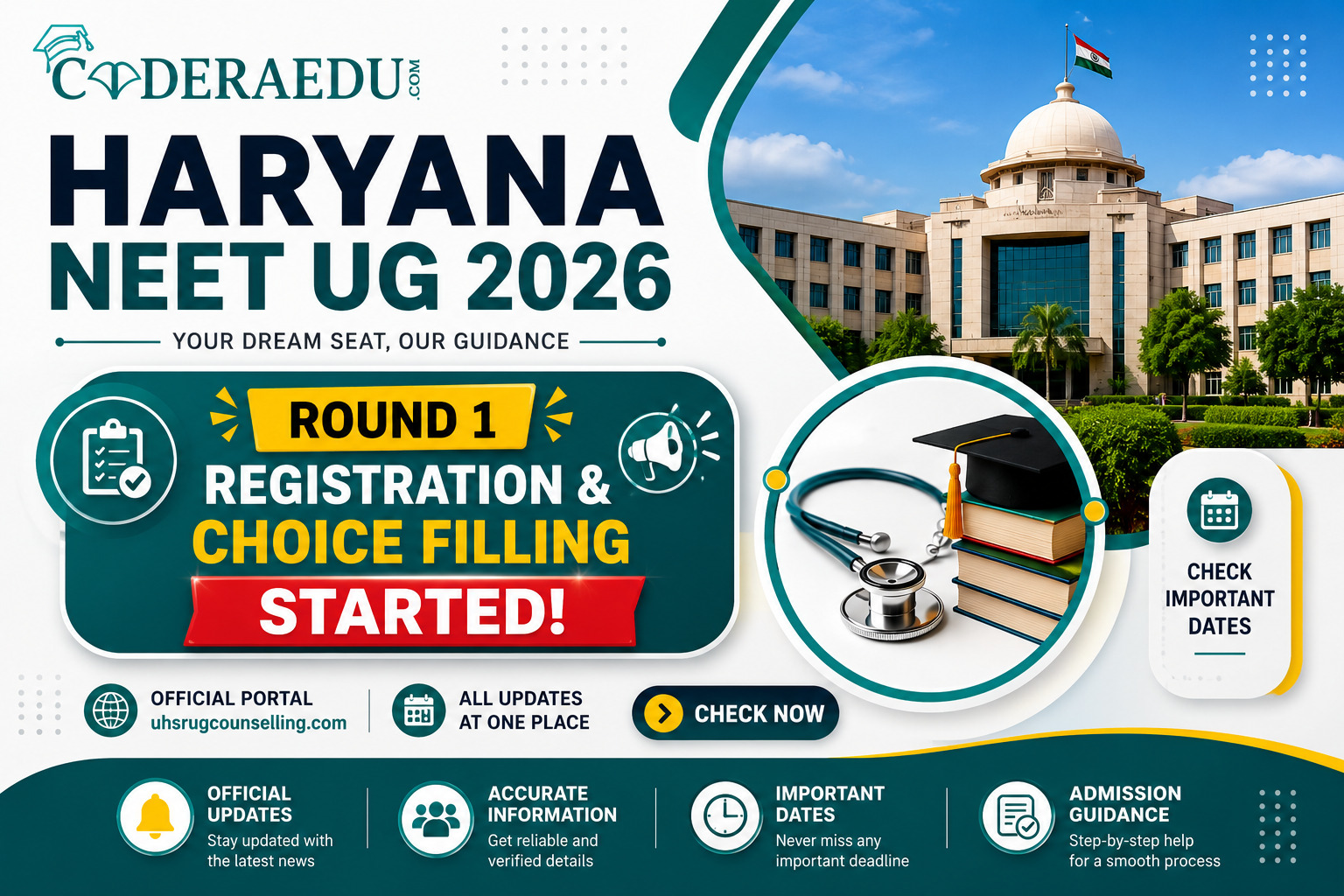 Haryana NEET UG Counselling 2026: Round 1 Registration & Choice Filling Started, Check Dates
