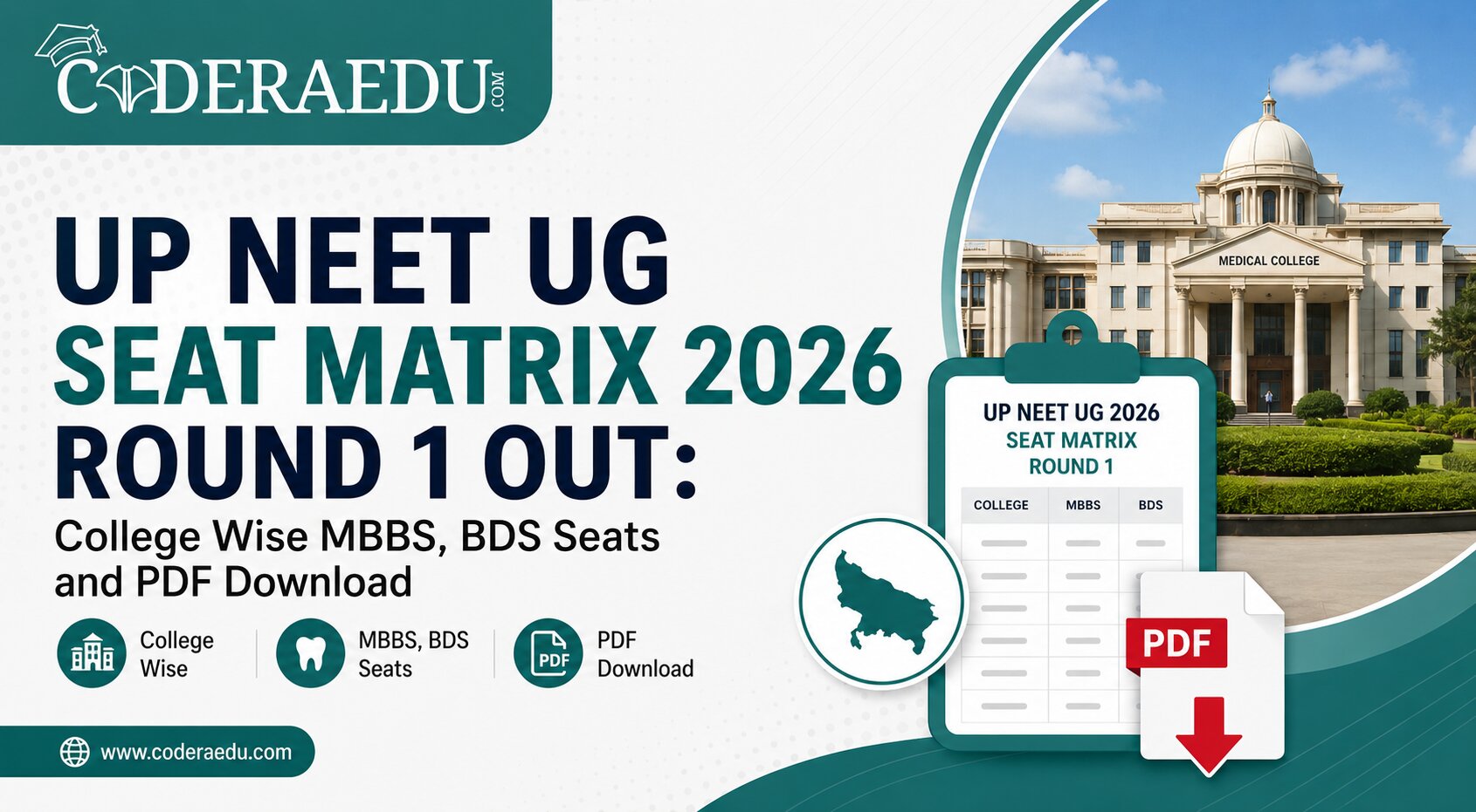 UP NEET UG Seat Matrix 2026 Round 1 Out: College Wise MBBS, BDS Seats and PDF Download