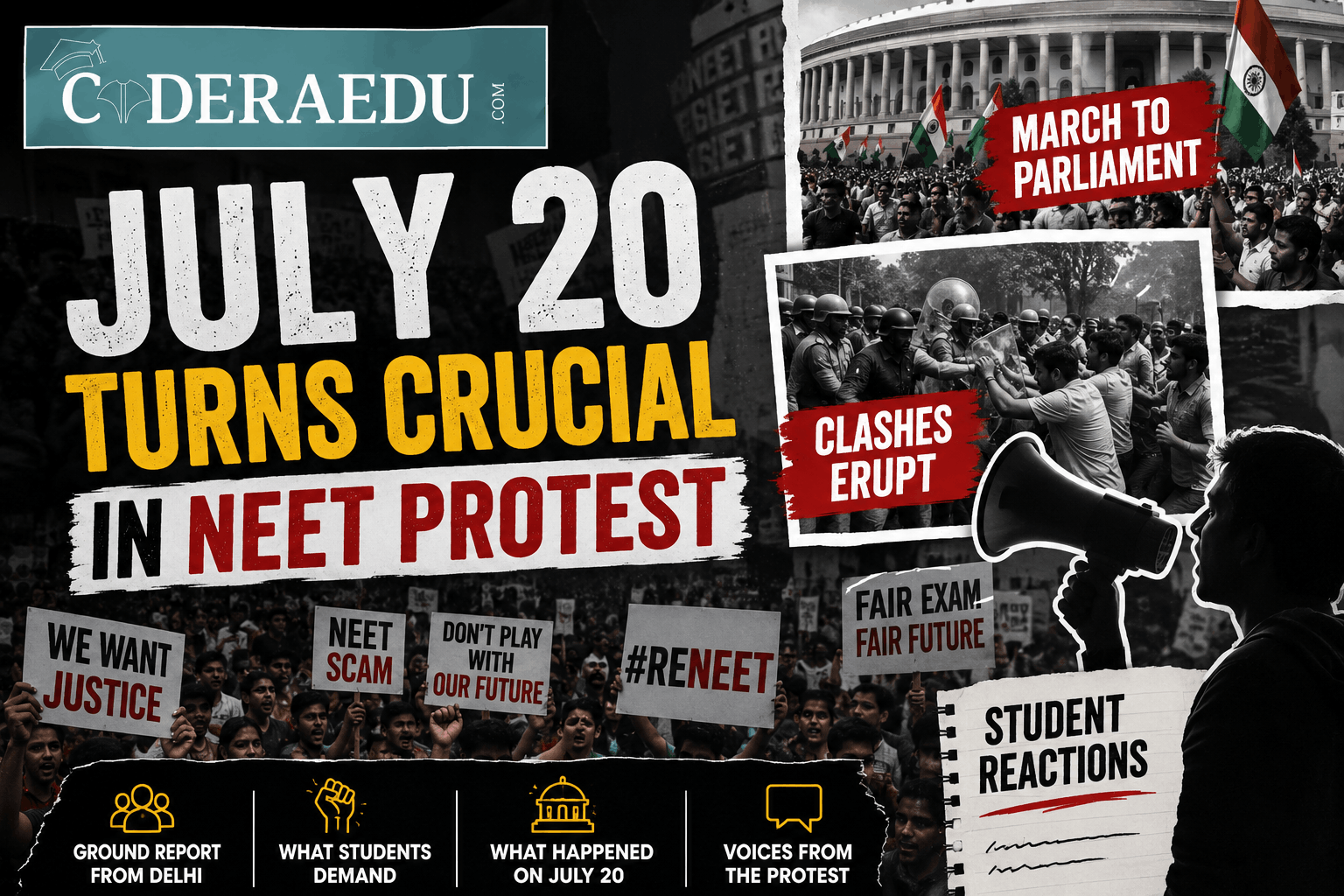 July 20 Turns Crucial in NEET Protest: Clashes, March to Parliament & Student Reactions