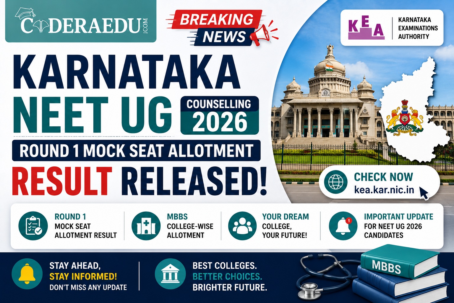 Karnataka NEET UG Counselling 2026: Round 1 Mock Seat Allotment Result Released @kea.kar.nic.in; Check MBBS College-Wise Allotment