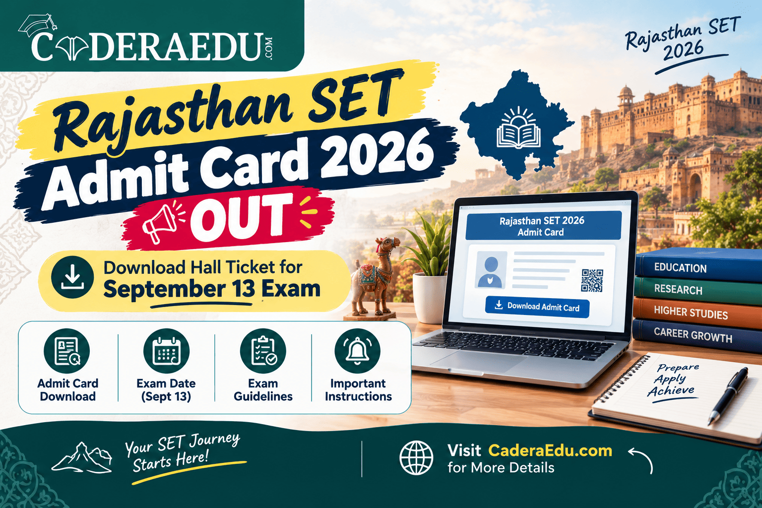 Rajasthan SET Admit Card 2026 OUT: Download Hall Ticket for September 13 Exam