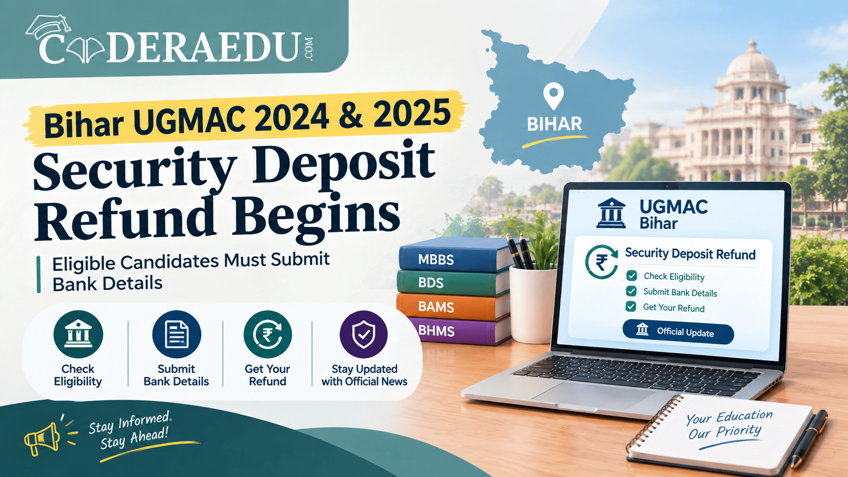 Bihar UGMAC 2024 & 2025 Security Deposit Refund Begins: Eligible Candidates Must Submit Bank Details