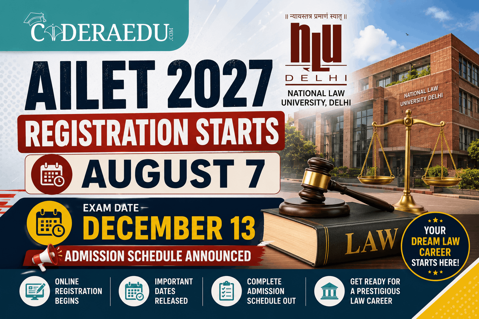 AILET 2027 Registration Starts August 7; NLU Delhi Announces December 13 Exam Date & Admission Schedule