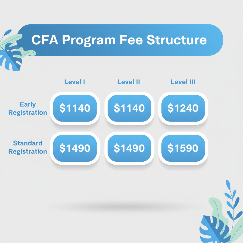 Digital illustration table explaining the updated fee structure of CFA Program 2026