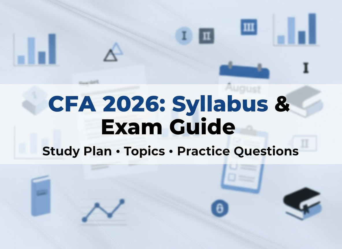 Digital illustration hero image with the headline 'CFA Program Syllabus & Exam Structure' with people discussing syllabus and studying