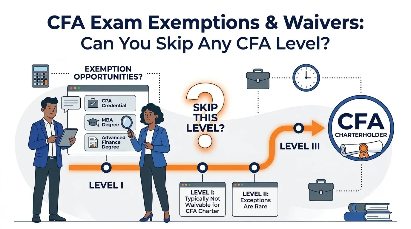 CFA exam exemptions and waivers heading with illustrations