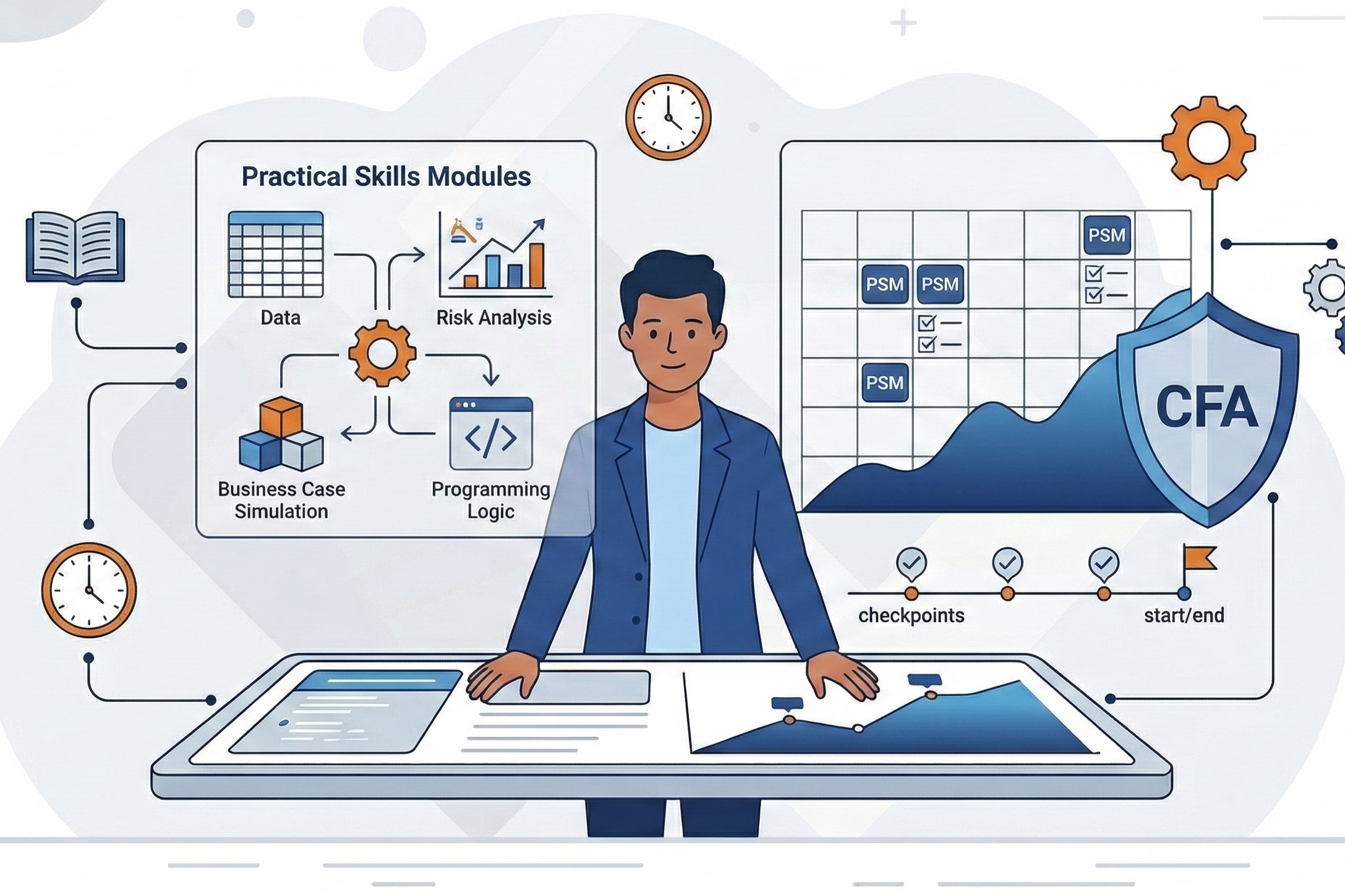 A CFA candidate planning and deciding on starting and completing his CFA practical skill module
