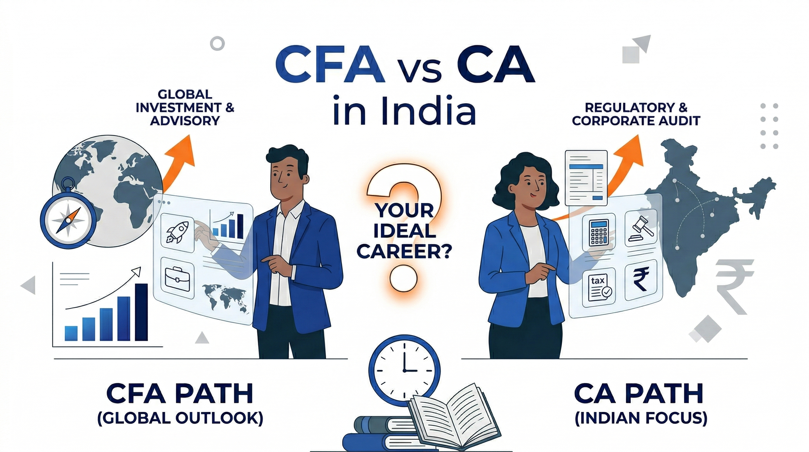 Headline showcasing CFA vs CA in India comparing the two career paths for decision making