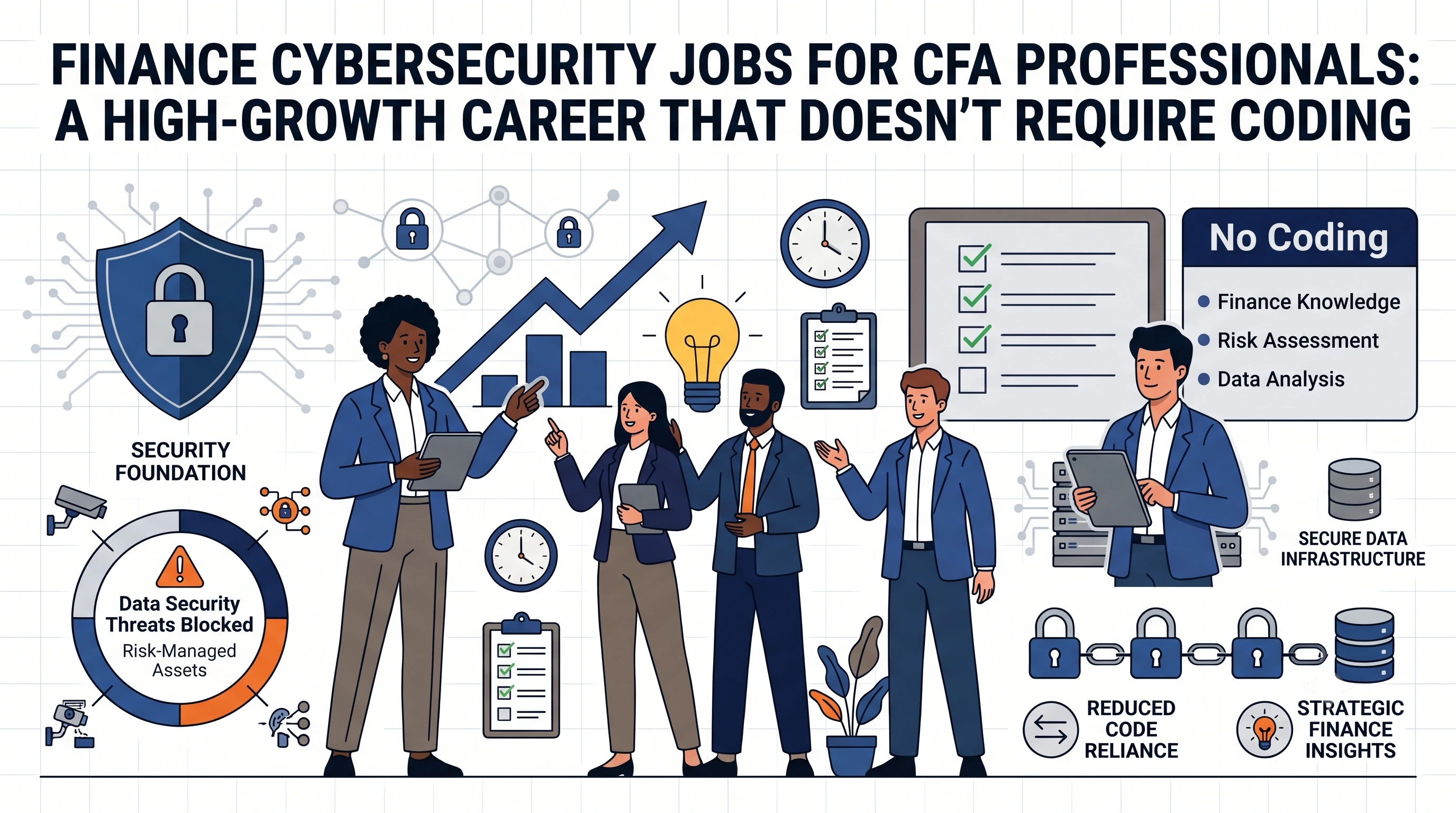 finance cybersecurity jobs for cfa professionals headline with people engaged in a discussion