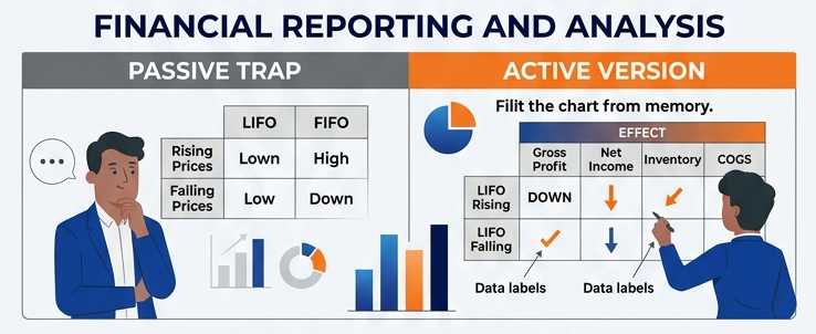 Infographic on financial reporting and analysis being compared to each other